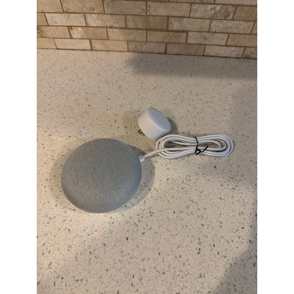 Google Nest Mini 2nd Gen Smart Speaker Chalk GA00638-US w/ Original Power Adapte